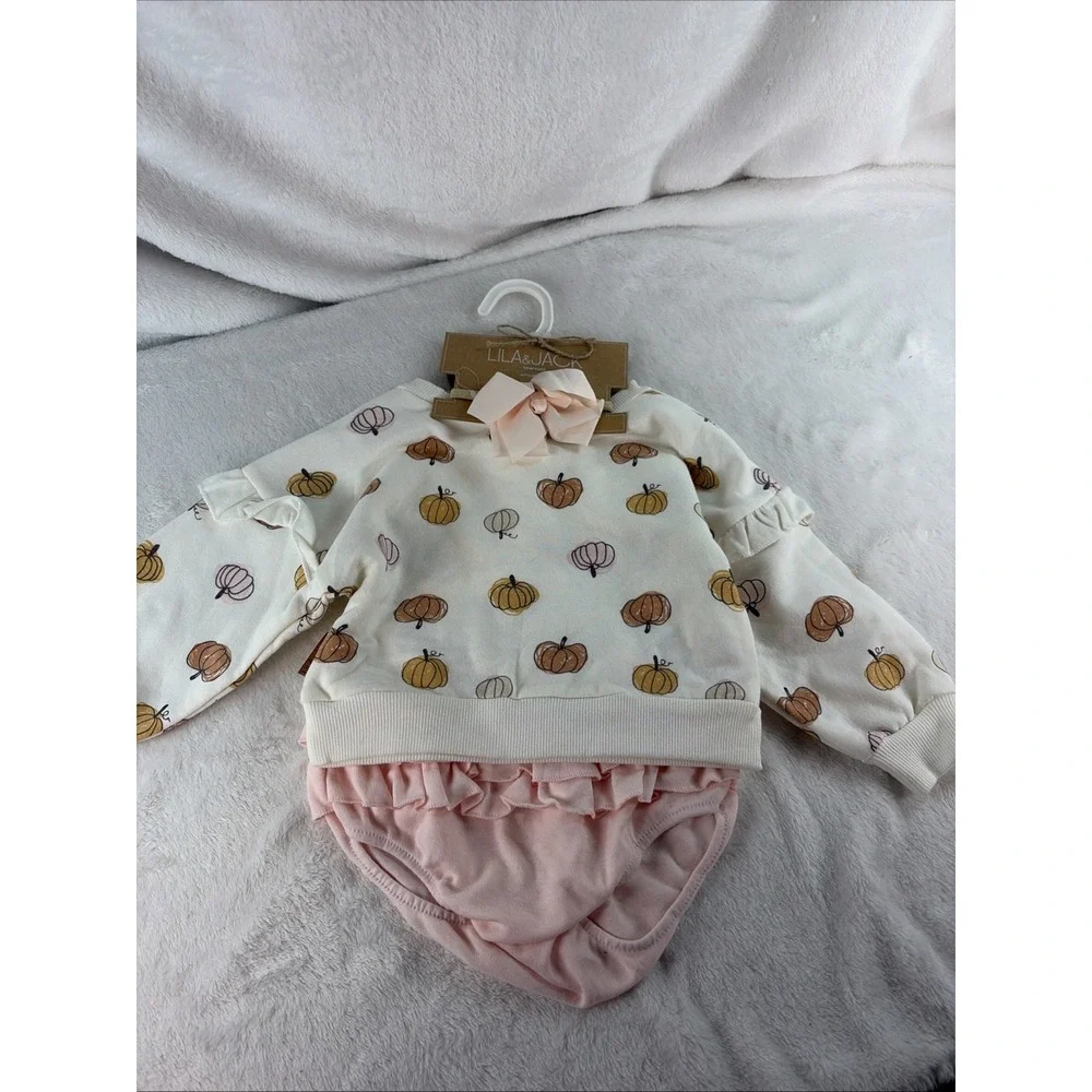 Lila & Jack Infant Girls Halloween Pumpkin Lounge Set NWT 12-24M Fall Fashion